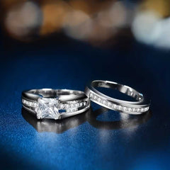 Women's Silver Plated Princess Cut Ring With Cubic Zirconia