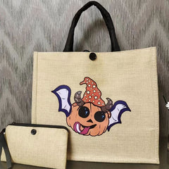 2pcs High Heels Pattern Canvas Tote Bag with Wristlet