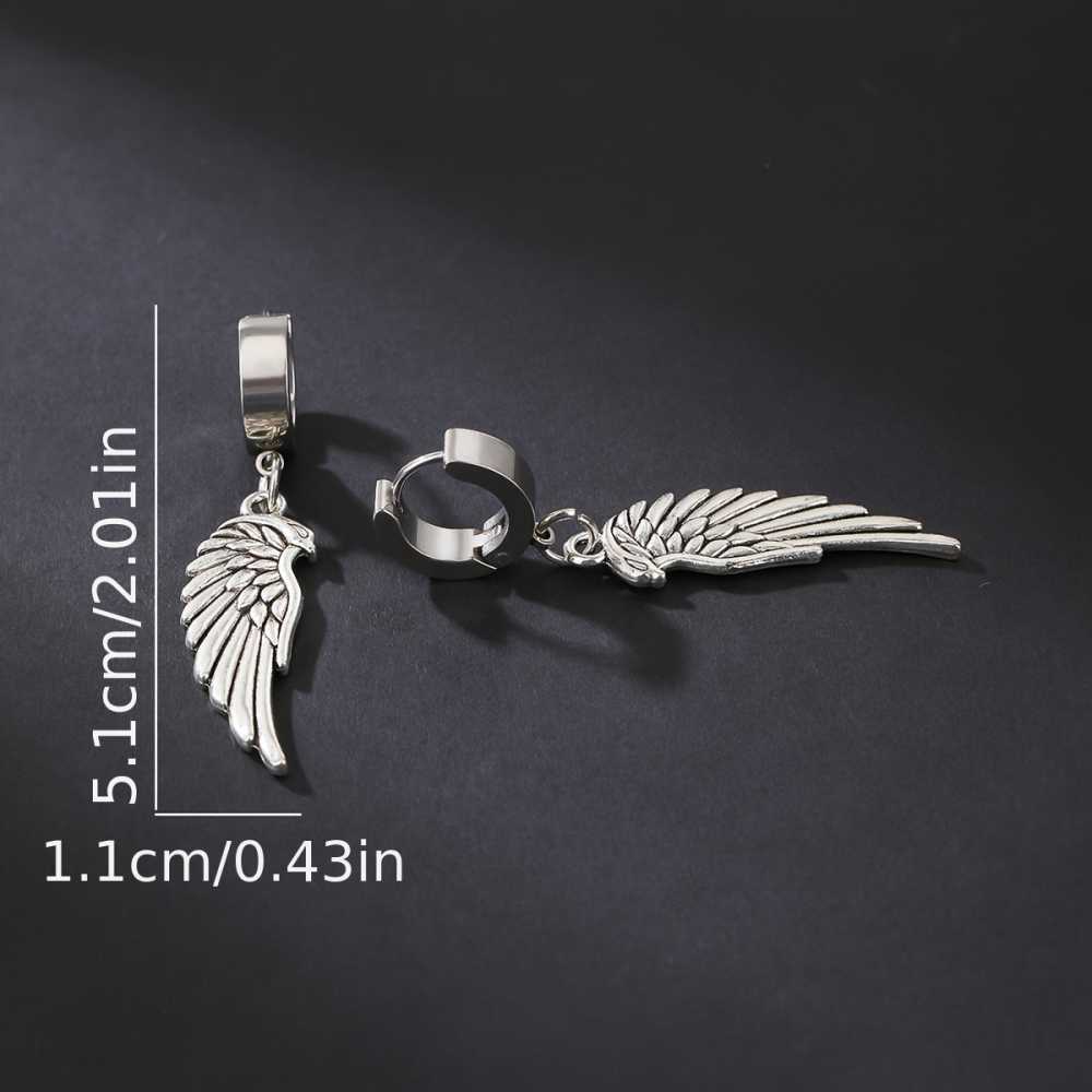 Men's Silver Plated Eagle Wings Dangle Earrings For Bold Style