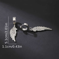 Men's Silver Plated Eagle Wings Dangle Earrings For Bold Style