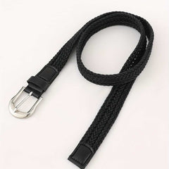 Stylish Braided Belt Featuring A Pin Buckle Design In classic black