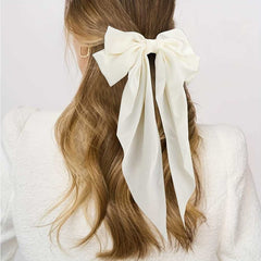 2pcs Solid Color Elegant Hair Clips Vintage Hair Ribbon For Women