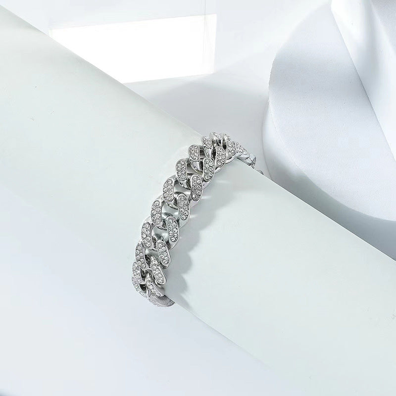 Unisex Silver And Gold Plated Zirconia Elegant Chain Bracelets