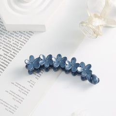 Elegant Solid Color Flower Hair Clip Plastic Curved Ponytail Holder for Women