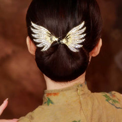 Vintage Bling Rhinestone Wing Hair Bun Maker An Elegant Twist Hair Clip