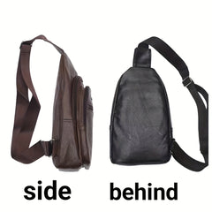 Men's Leather Crossbody Bag Chest Bag Large Capacity Satchel