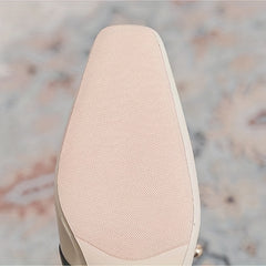 Metal Decor Chunky Heels Square Toe Slip On Pumps