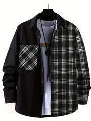 Men's Plaid Button Up Shirt with Chest Pocket