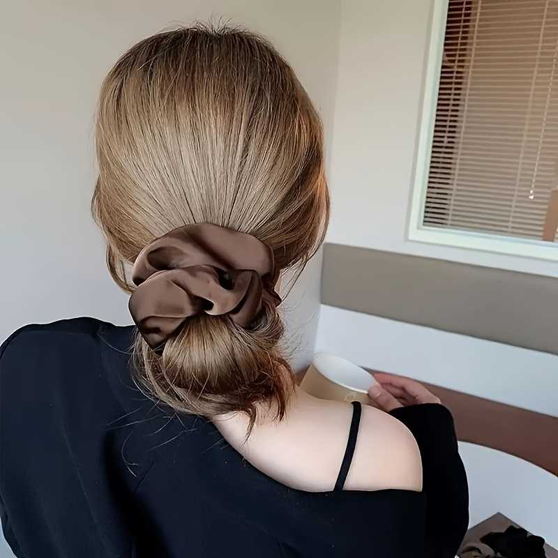 5pcs Elegant Satin Scrunchies Soft  Elasticity Hair Ties For Women