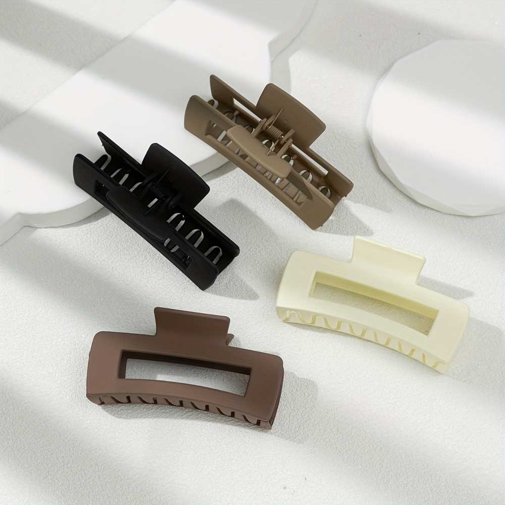 4 Pcs Rectangle Hair Claw Clips Strong Hold Easy Styling Accessories