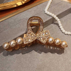 Large Pearl Hair Claw Clip Elegant Vintage Style for Thick Long Hair Women