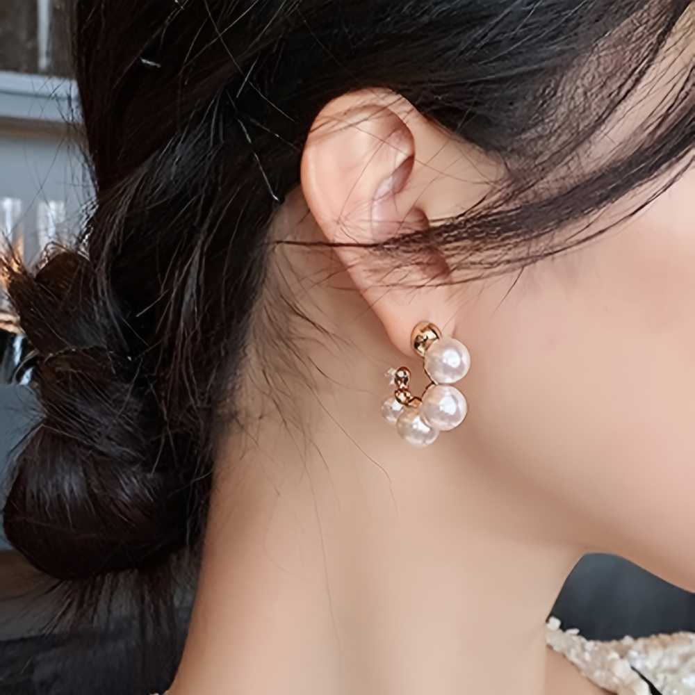 Elegant Hoop Earrings With Faux Pearls, Elegant Ear Jewelry.