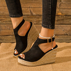 Women's Espadrille Sandals Peep Toe Slingback Heels Platform
