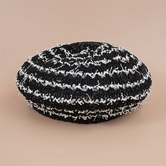Striped Hollow Beret Hat Summer Breathable All-match Painter Hat