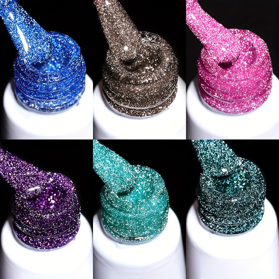Holographic Gel Nail Polish 10ml Reflective Shine Soak Off UV LED Alcohol