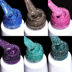 Holographic Gel Nail Polish 10ml Reflective Shine Soak Off UV LED Alcohol