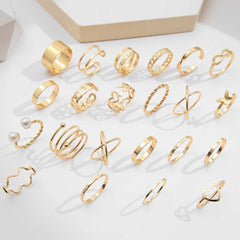 Women's Fashion Frill Plushy Gold Plated Adjustable Rings