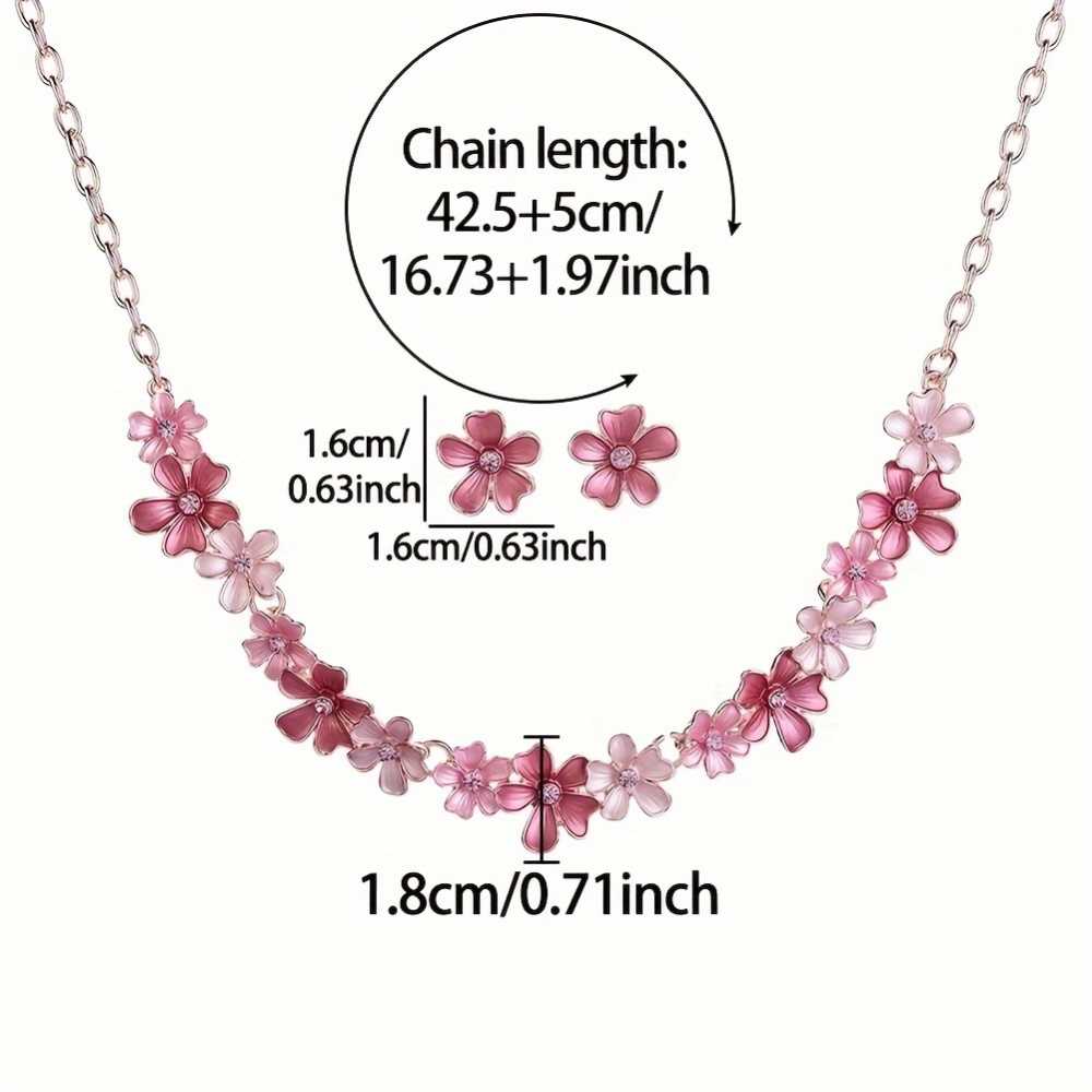 Elegant Floral Jewelry Set with Artificial Crystals Alloy Necklace and Earrings