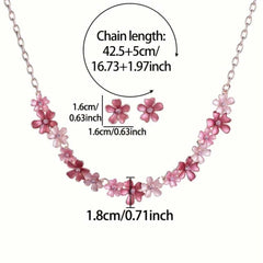 Elegant Floral Jewelry Set with Artificial Crystals Alloy Necklace and Earrings