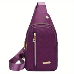 Love Embroidered Nylon Chest Bag for Stylish Travel