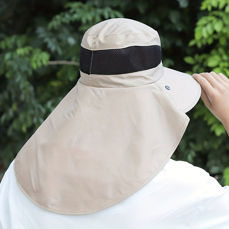 Sun Visor Solid Sun Hat Cap Neck Guard Breathable Anti-UV Outdoor Cap