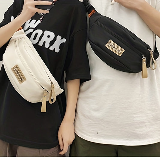 Men's Casual Letter Patch Chest Bag Travel Outdoor Sports Shoulder Bag