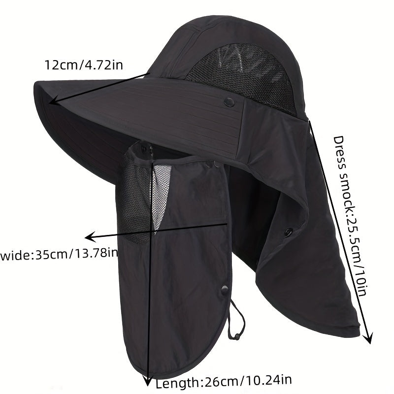 Men's Summer Wide Brim Face Covering Cape Hat