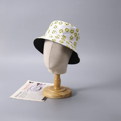 Spring Fisherman Hat Print Happy Face Thin Breathable Small Brim Basin Hat
