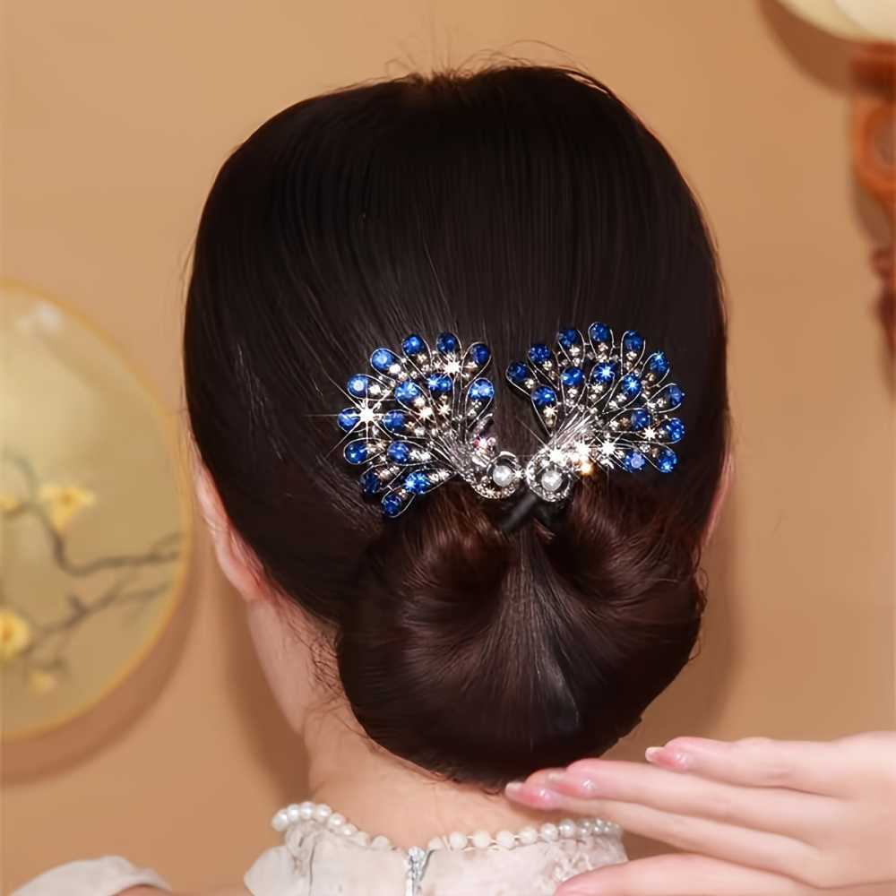 Vintage Rhinestone Decorative Hair Clip Designed As A Twist Hair Bun For Women