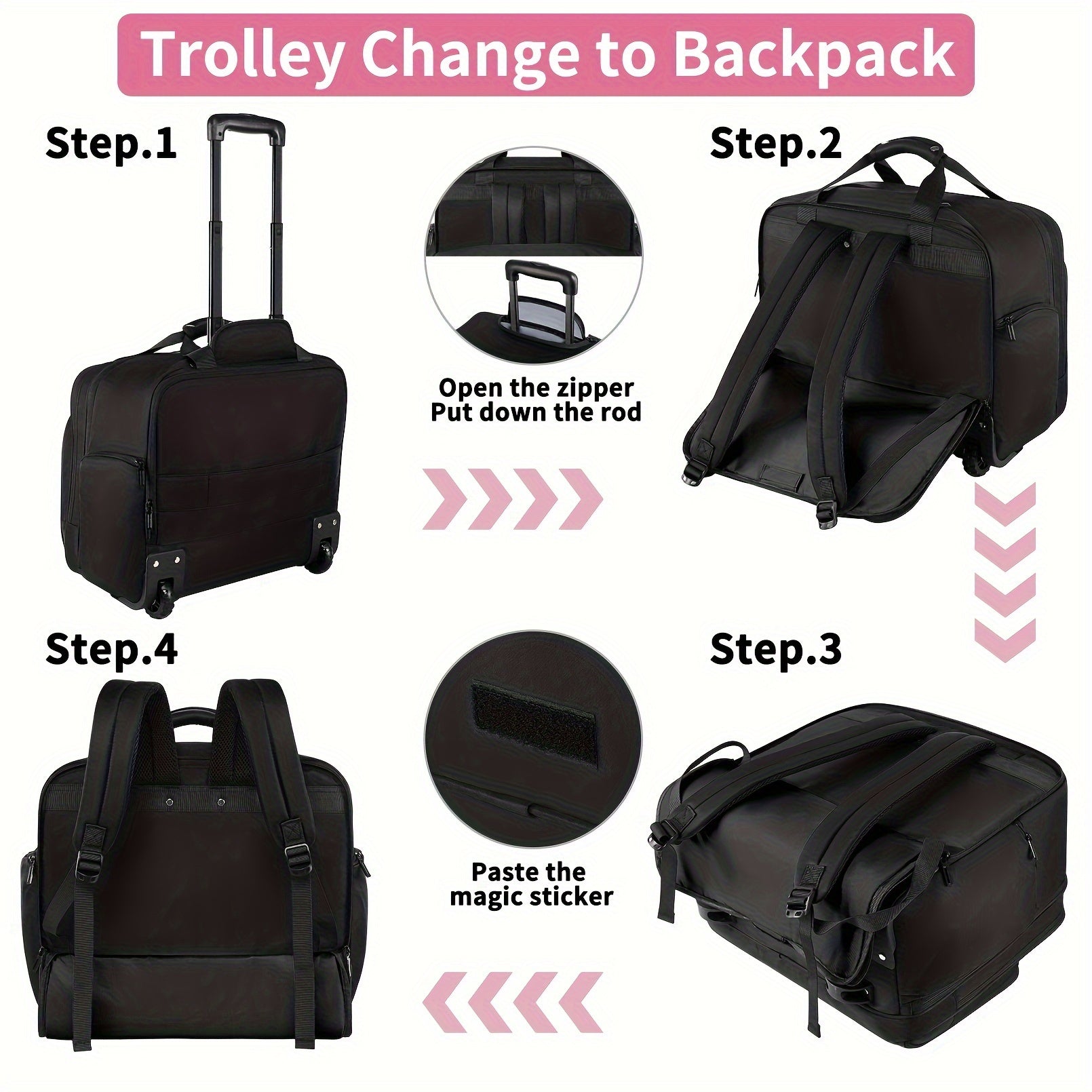 Waterproof Rolling Laptop Bag 43 94 Cm for Men & Women