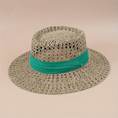 Straw Woven Flat Top Hat European American Style