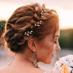 The 6 PCS Exquisite Faux Pear U Shaped Hair Clips are elegant crystal hair accessories