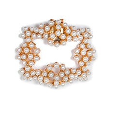 Faux Pearl Square Shoe Buckles For High Heels - Wedding Decoration