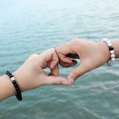Unisex Stainless Steel Dazzling Luminous Crown Heart Beads Magnetic Bracelet