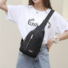 Love Embroidered Nylon Chest Bag for Stylish Travel