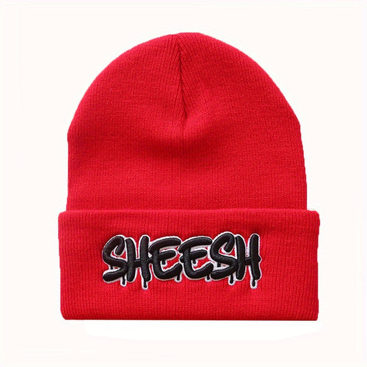SHEESH Embroidery Cold Hat Warm Knitted Wool Hat For Men And Women