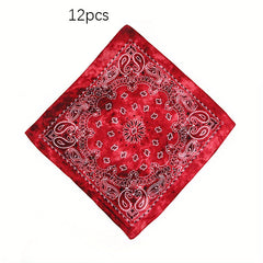 12pcs Tie Dye Double Cashew Flower Square Towel Multifunctional Headscarf