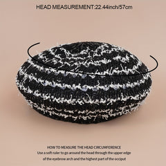 Striped Hollow Beret Hat Summer Breathable All-match Painter Hat