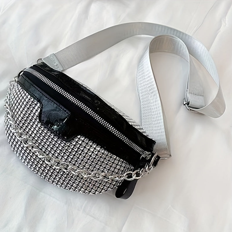 Rhinestone Chest Bag Glitter Crossbody Holographic Waist Purse