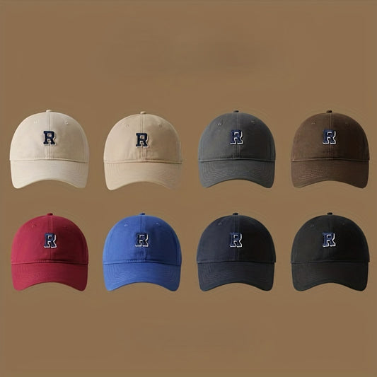 3D R Baseball Cap for Wide Head, Summer Cotton Peaked Cap for Men and Women