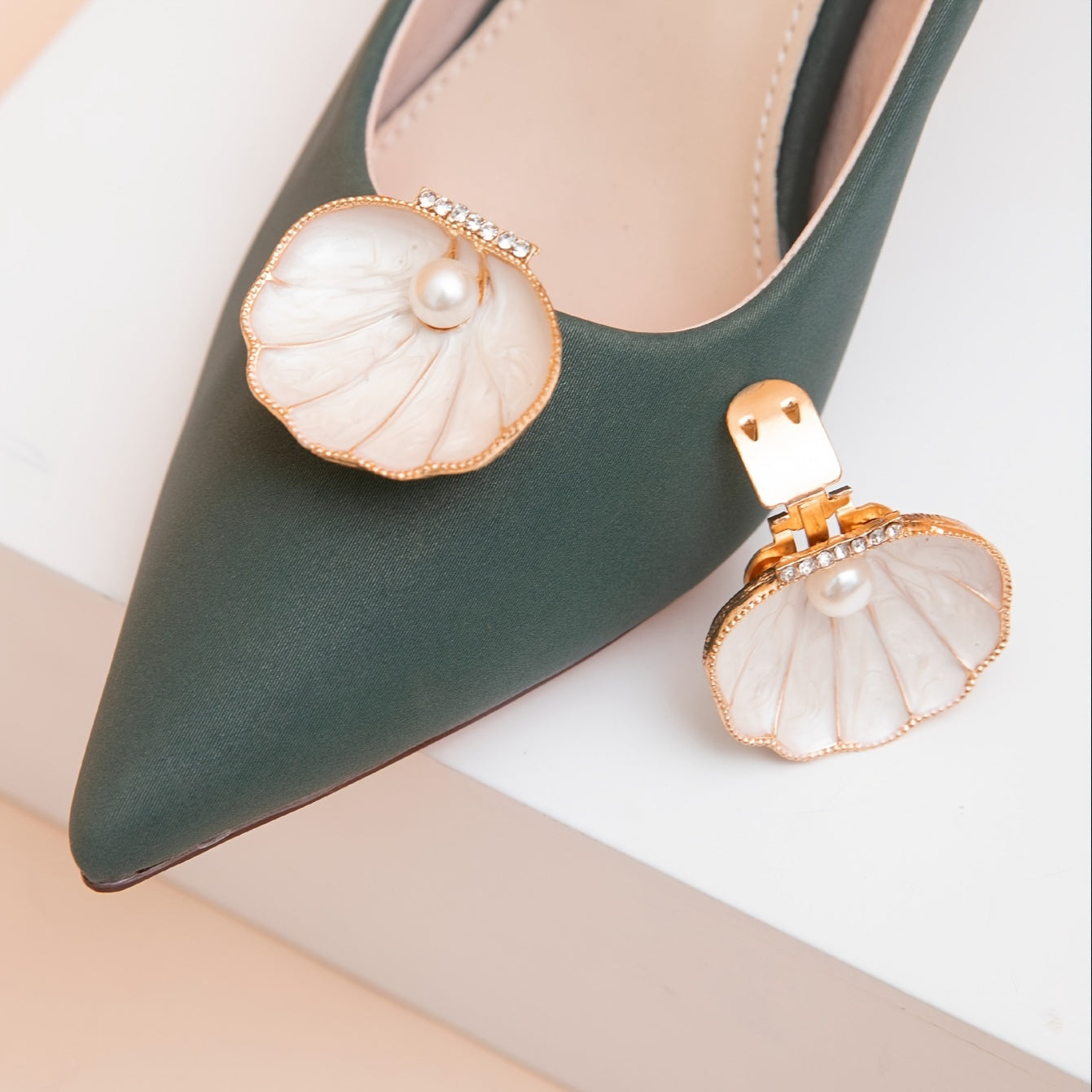 2pcs Shell Shoe Buckles For Wedding High Heels
