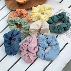 7pcs Whimsical Soft Touch Hair Scrunchies In Pastel Colors For Women