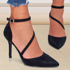 Breathable Stiletto Sandals Ankle Strap Pumps