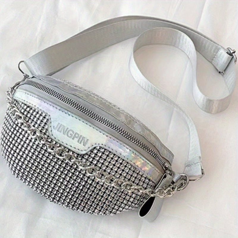 Rhinestone Chest Bag Glitter Crossbody Holographic Waist Purse