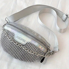 Rhinestone Chest Bag Glitter Crossbody Holographic Waist Purse