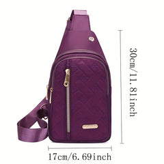 Love Embroidered Nylon Chest Bag for Stylish Travel