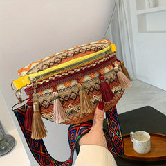 Ethnic Style Waist Bag Women's Tassel Decor Chest Purse