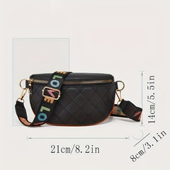 Quilted Wide Strap Chest Bag PU Leather Crossbody Bag
