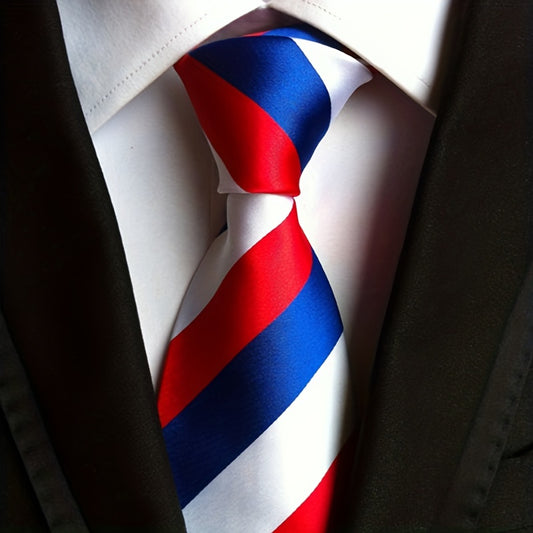 Striped Poly Necktie Business Wedding Tie For Men