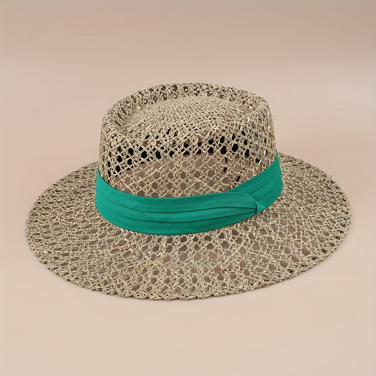 Straw Woven Flat Top Hat European American Style